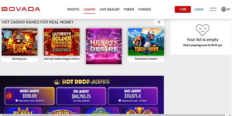 Bovada online casino slots