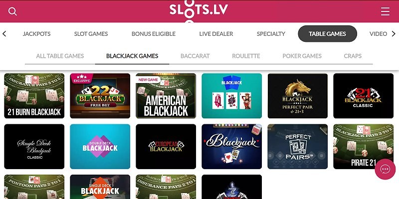 Slots.lv online casino blackjack games