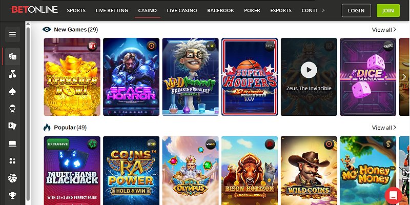 BetOnline online casino games