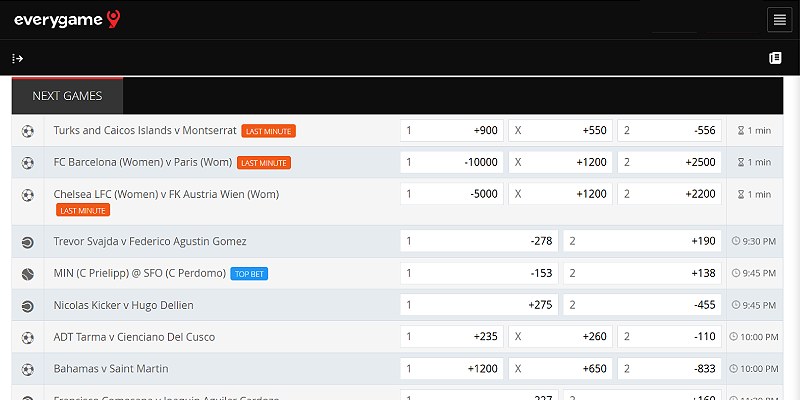 Everygame sports betting site